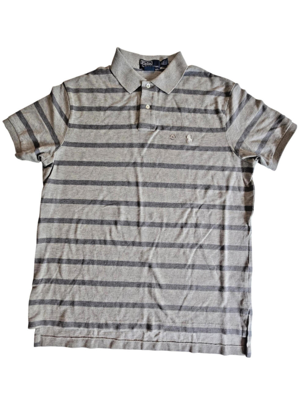 Polo Ralph Lauren Mens Custom Fit Shirt Cotton Grey Striped w/ Pony Size XL NWT